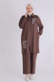 Tesettür Pantolonlu Takım 3549 Kahve