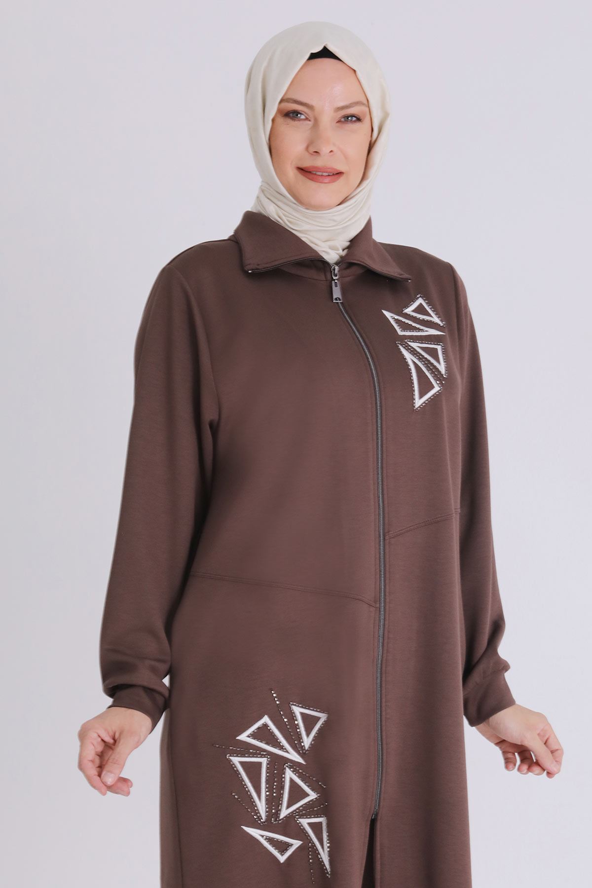 BEHREM VEKA Tesettür Pantolonlu Takım 3549 Kahve