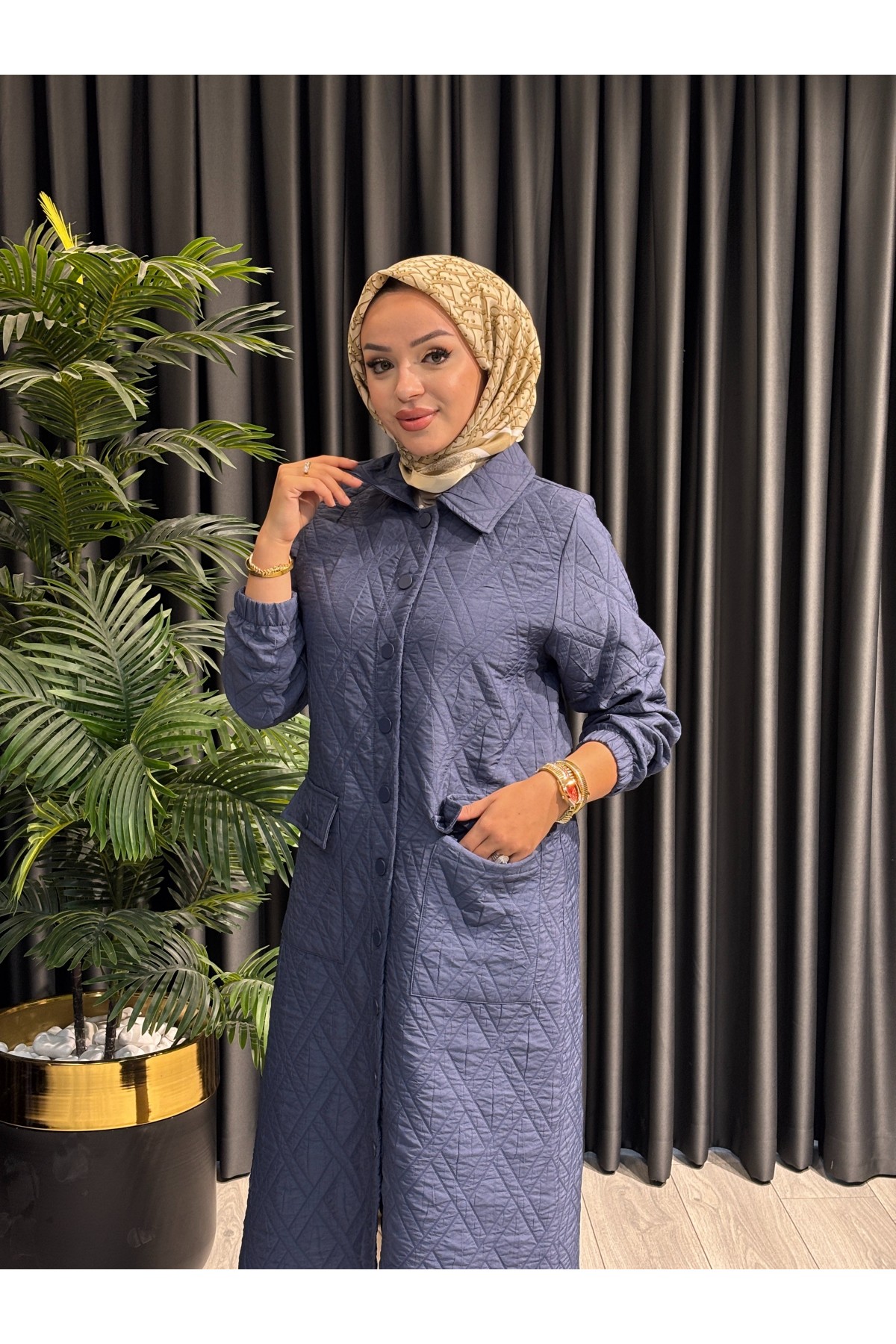 Tesettür Kapitone Kap 2549 İndigo