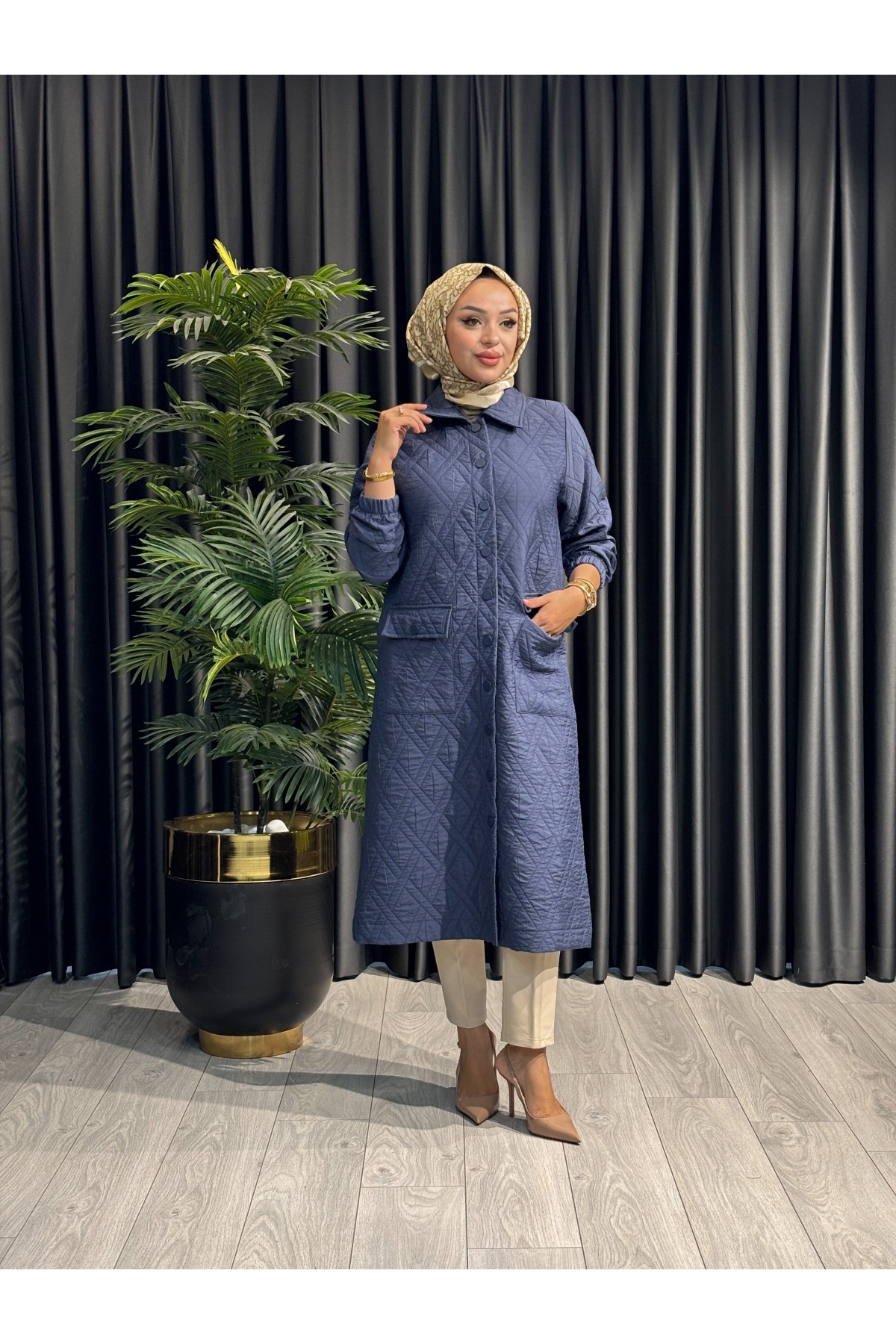 Tesettür Kapitone Kap 2549 İndigo