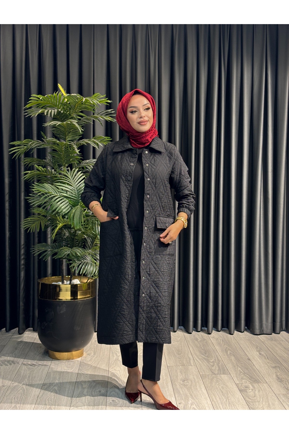 BEHREM VEKA MARKA Tesettür Kapitone Kap 2549 Siyah