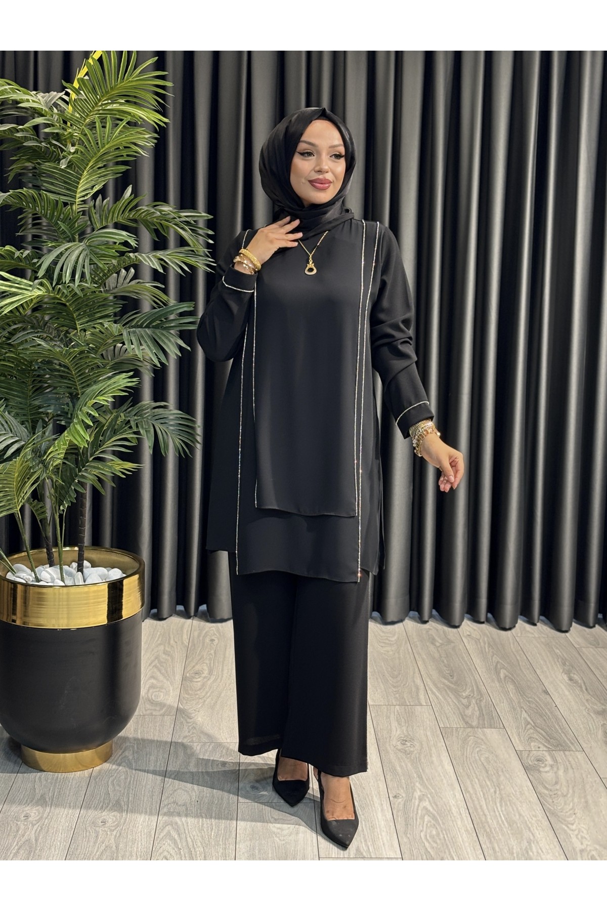 BEHREM KREP TAŞLI PANTOLONLU TAKIM 60022 