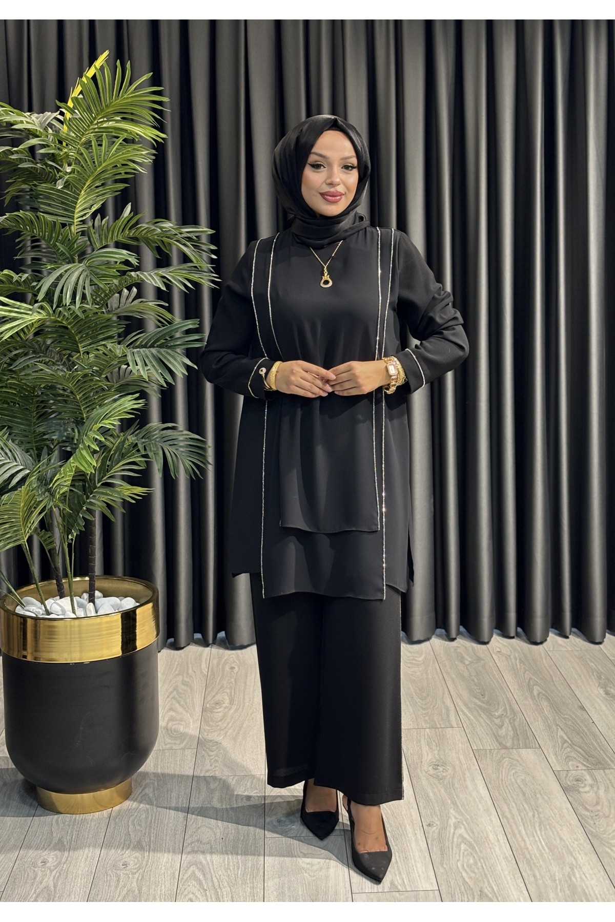 BEHREM KREP TAŞLI PANTOLONLU TAKIM 60022 