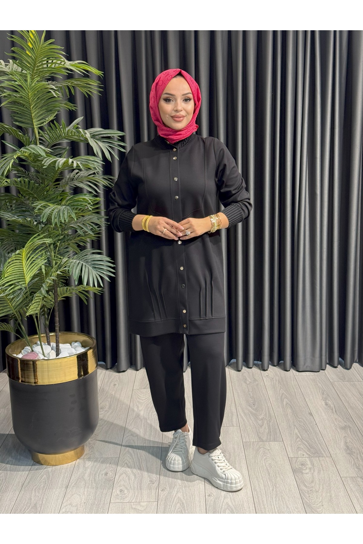 BEHREM VEKA Tesettür Pantolonlu Takım 3548 Siyah