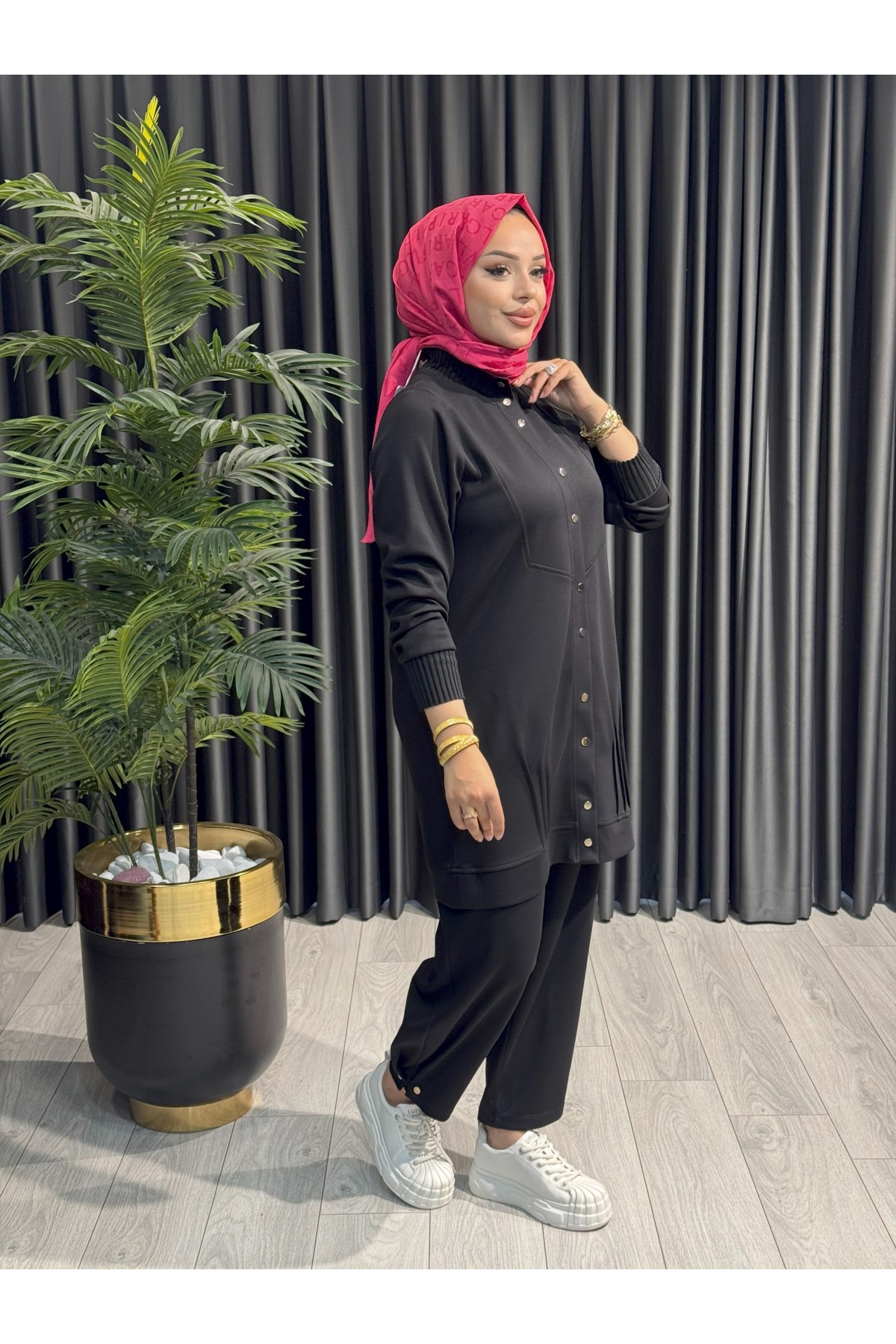 BEHREM VEKA Tesettür Pantolonlu Takım 3548 Siyah