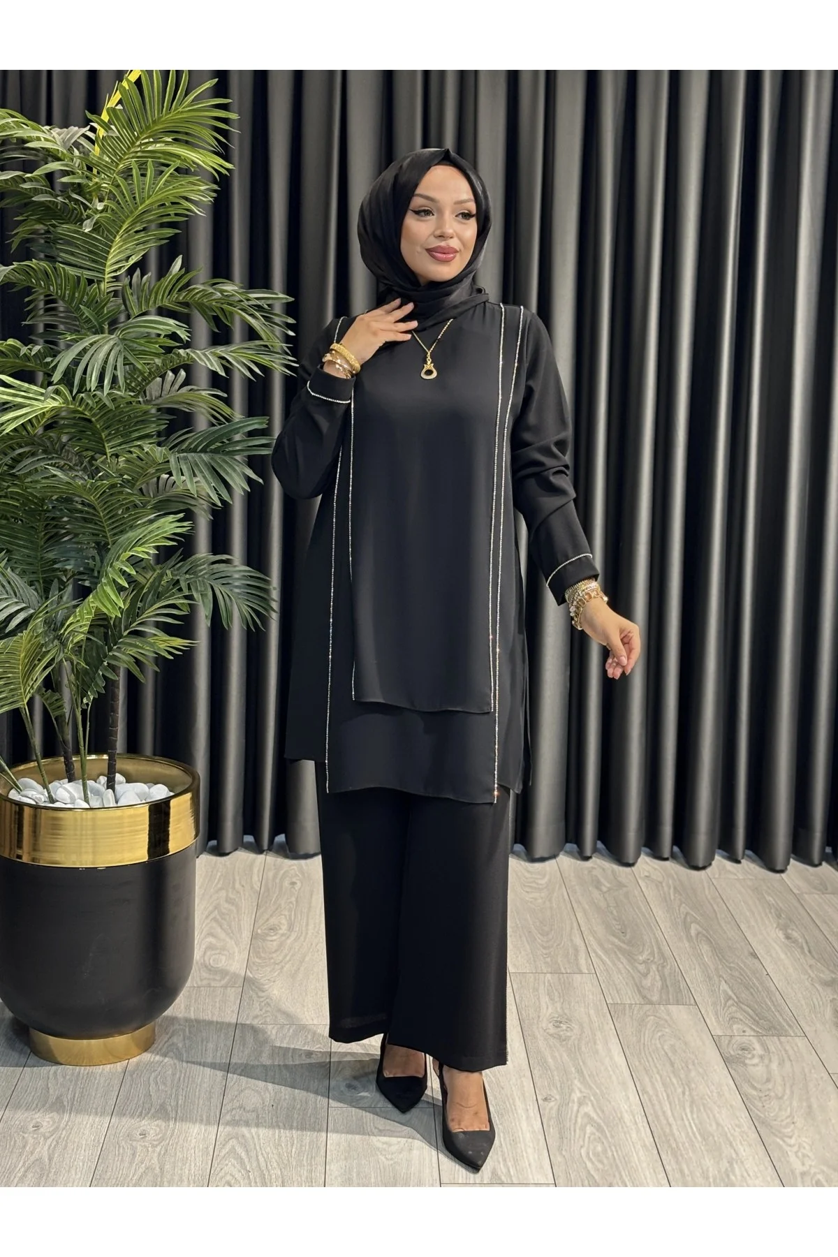 BEHREM KREP TAŞLI PANTOLONLU TAKIM 60022 