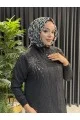 Büyük Beden Tesettür Kapitone Kap 25134 SİYAH