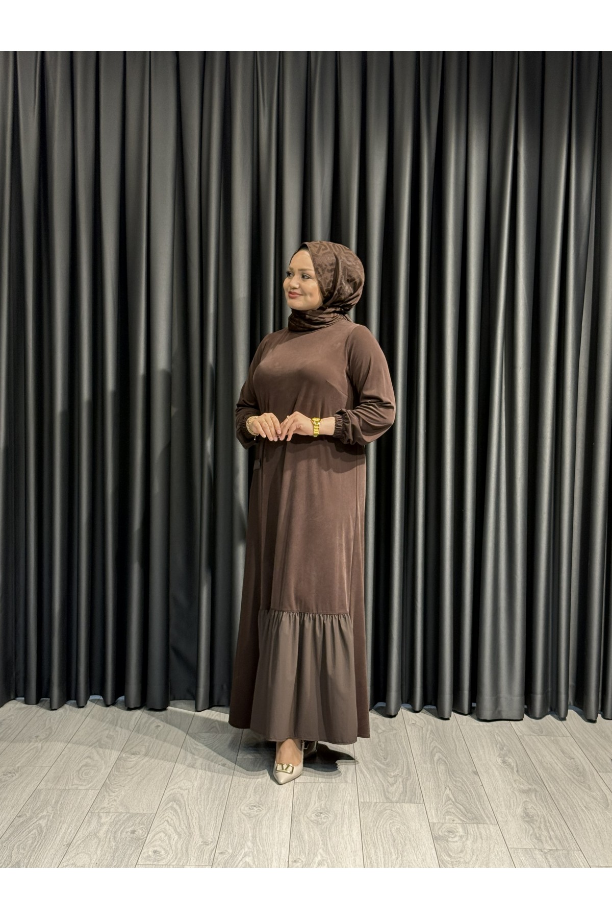 FATMA DANIŞMAN 4583 ELBİSE KAHVE