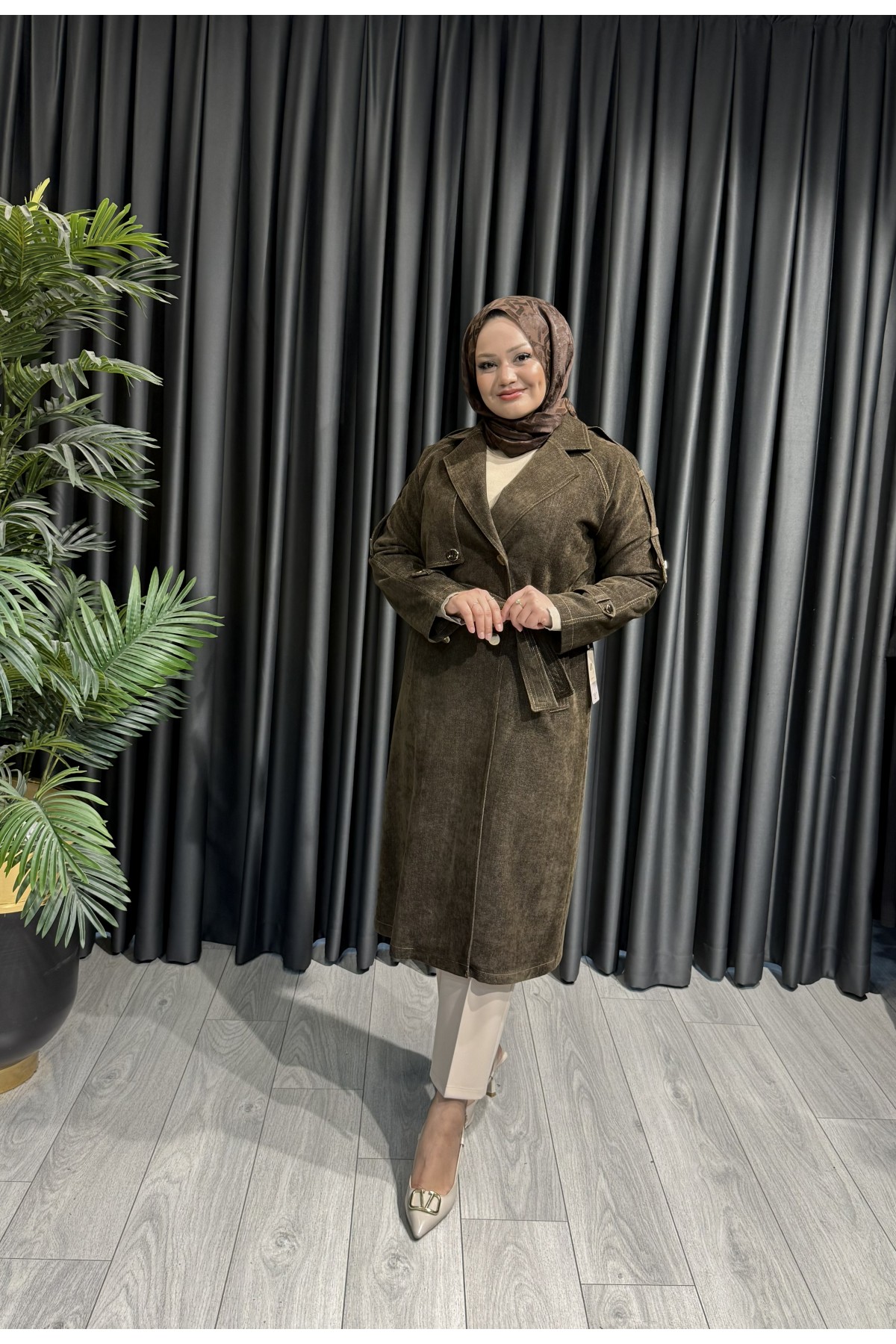 ADY FASHİON 2674 TRENÇ KAHVE