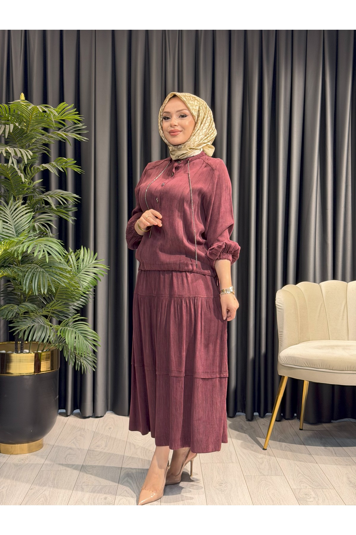 BEHREM ETEKLİ TAKIM 38003 BORDO