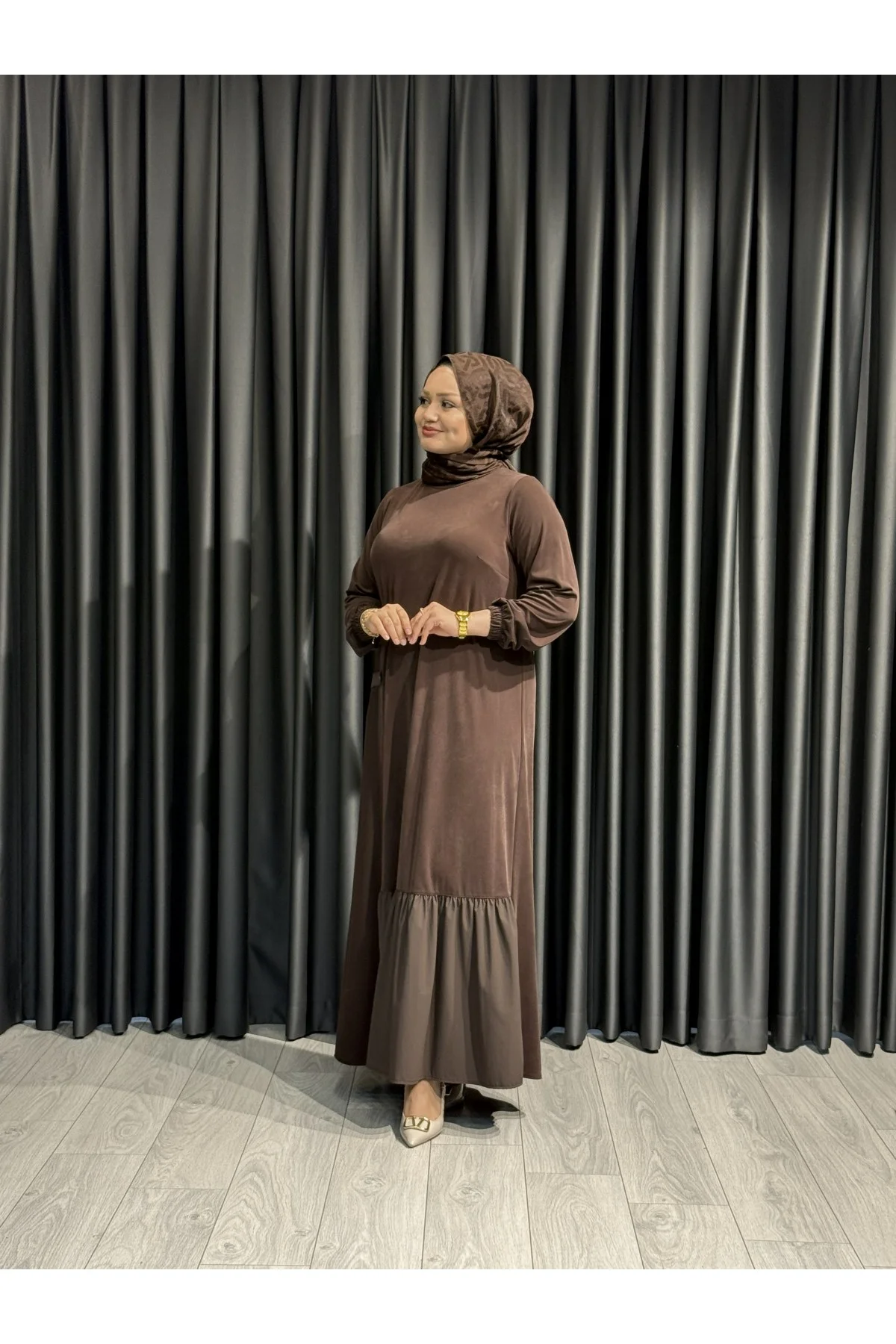 FATMA DANIŞMAN 4583 ELBİSE KAHVE