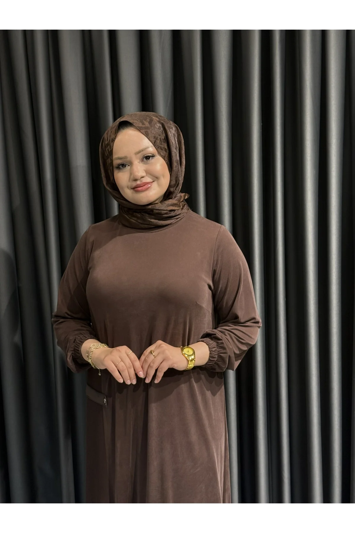 FATMA DANIŞMAN 4583 ELBİSE KAHVE